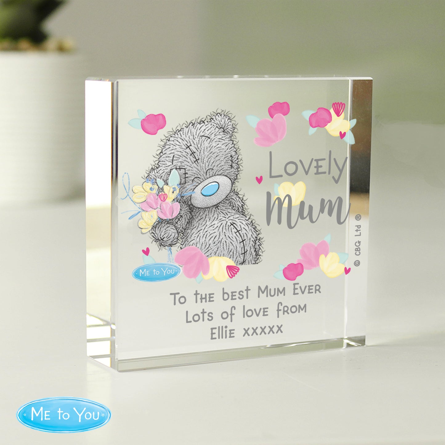 Personalised Me to You Lovely Mum Crystal Token: 3 - Crystal Tokens By Gift Moments