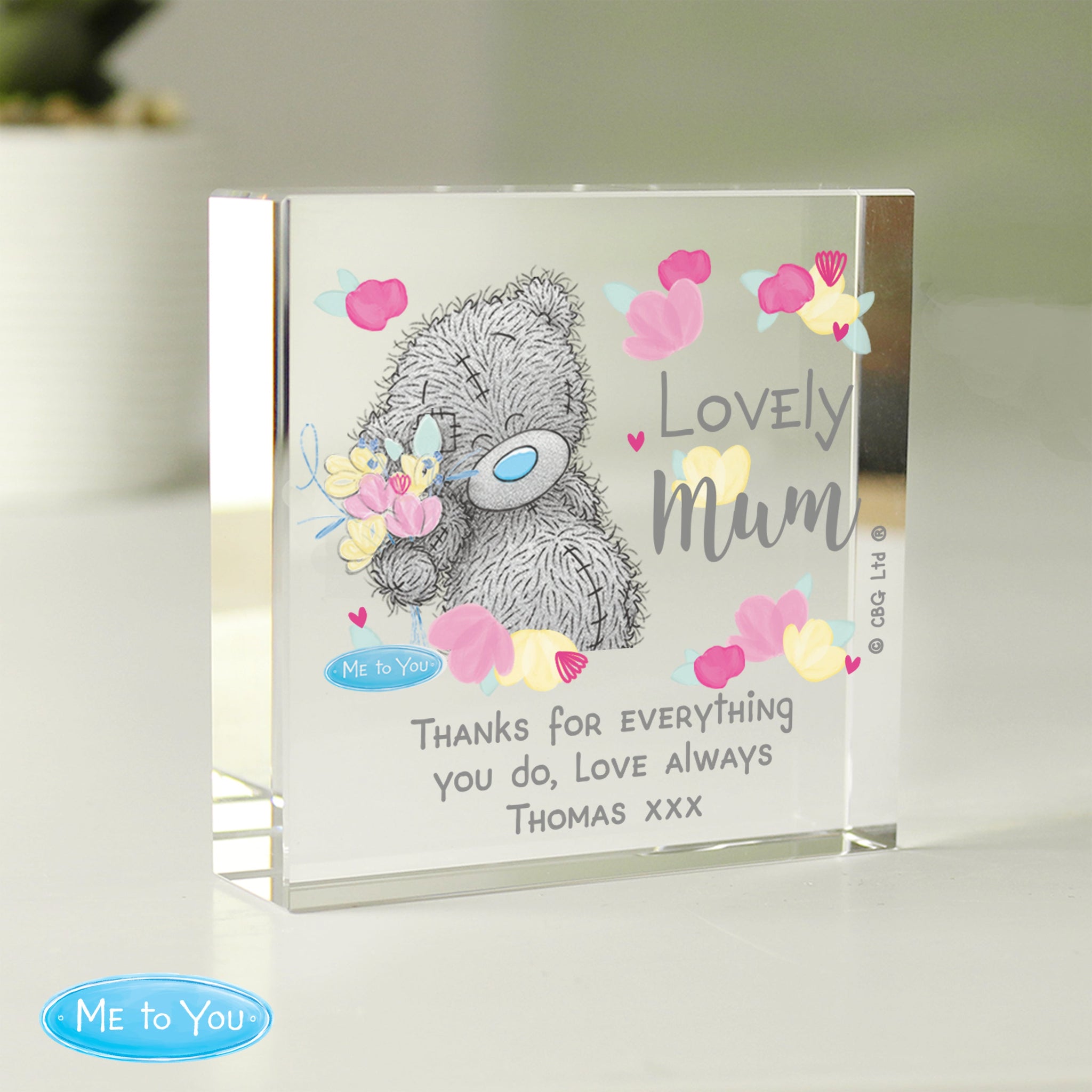 Personalised Me to You Lovely Mum Crystal Token: 4 - Crystal Tokens By Gift Moments
