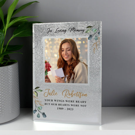 Personalised In Loving Memory 4x4 Glitter Frame: 2 Photo Frames By Gift Moments