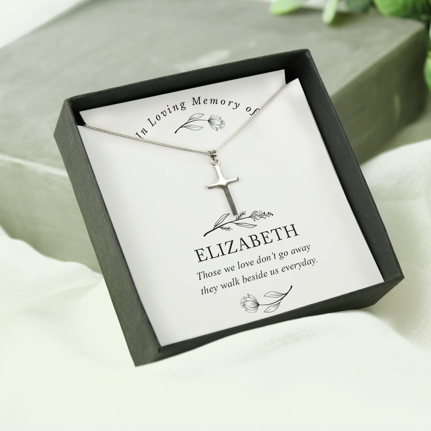 Personalised In Loving Memory Cross Sentiment Necklace and Box: 2 - Necklaces By Gift Moments
