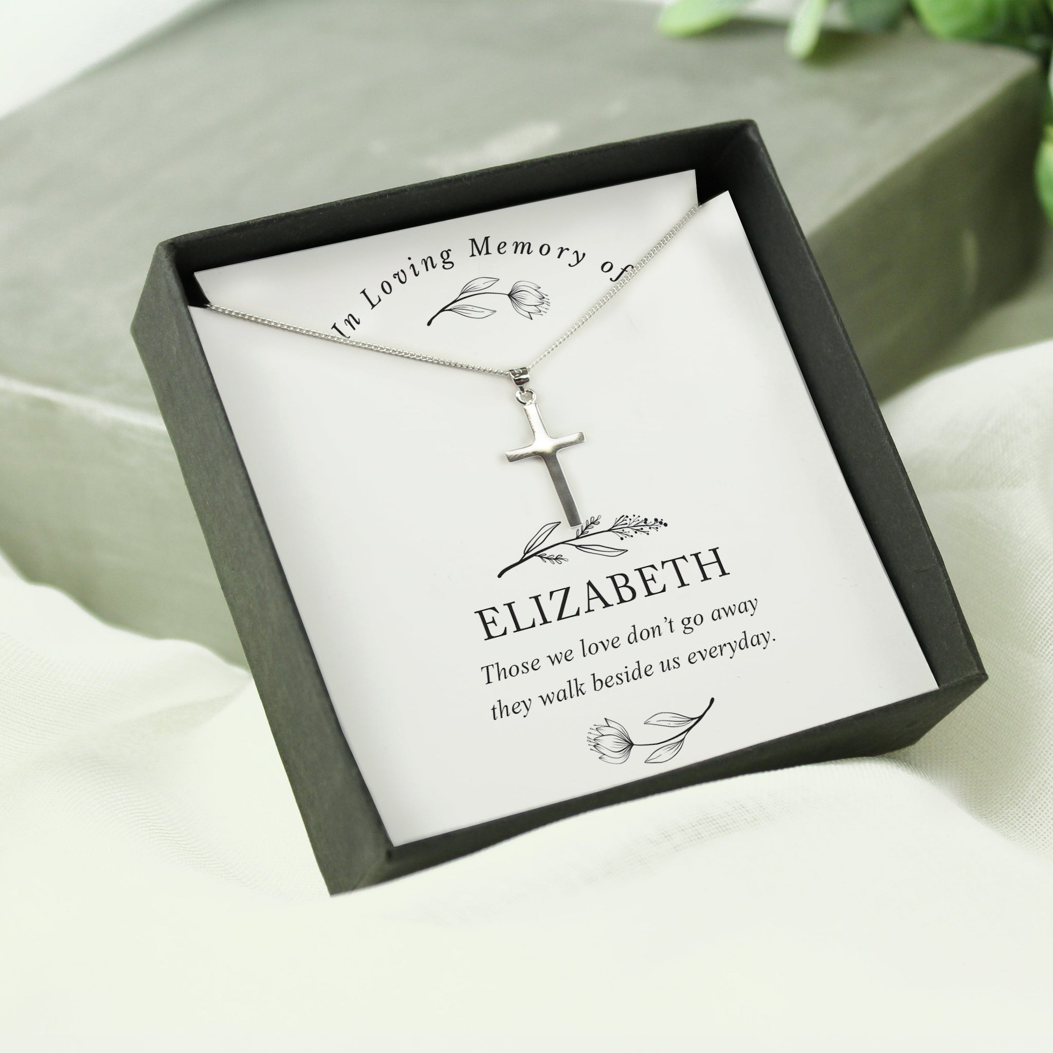 Personalised In Loving Memory Cross Sentiment Necklace and Box: 2 - Necklaces By Gift Moments