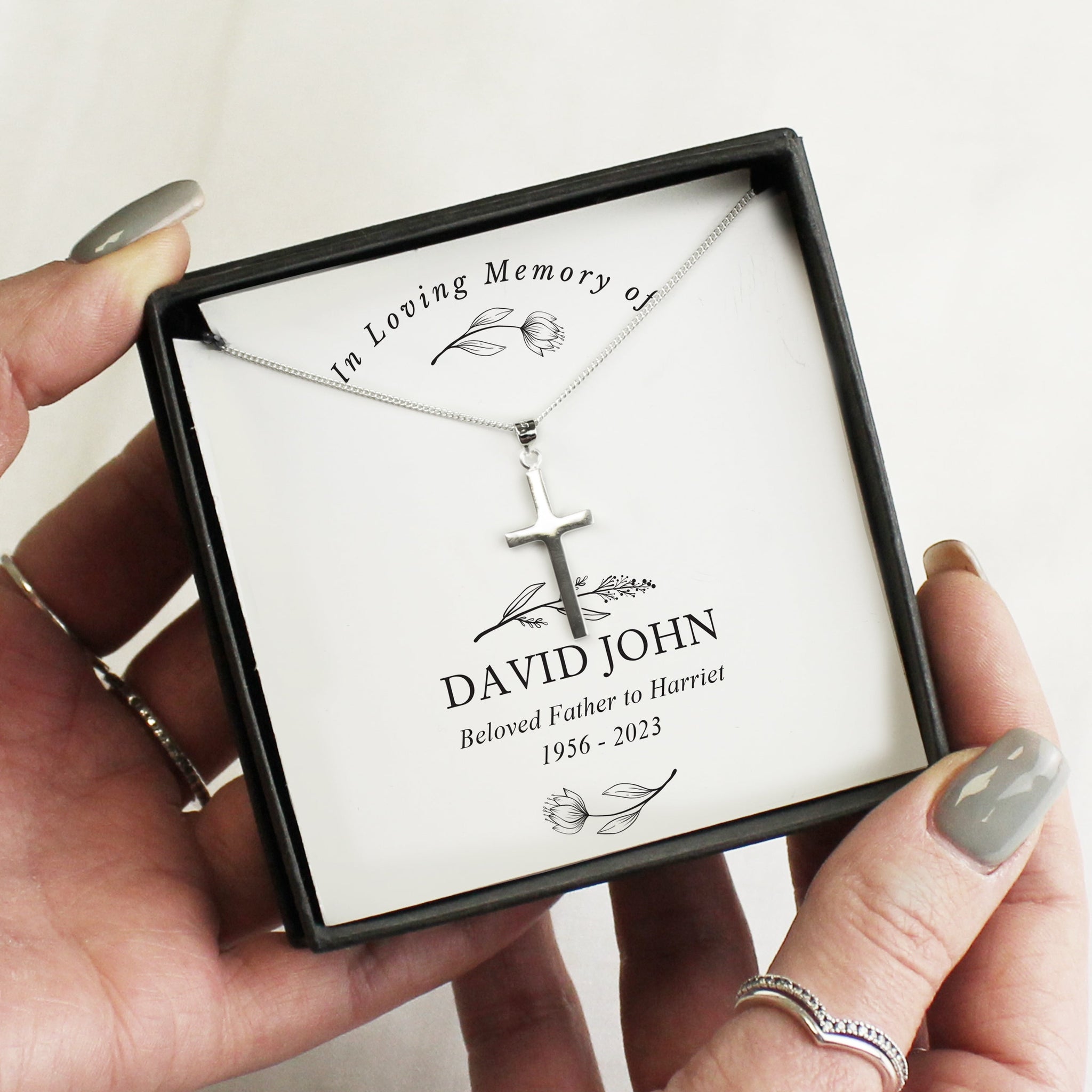 Personalised In Loving Memory Cross Sentiment Necklace and Box: 1 - Necklaces By Gift Moments