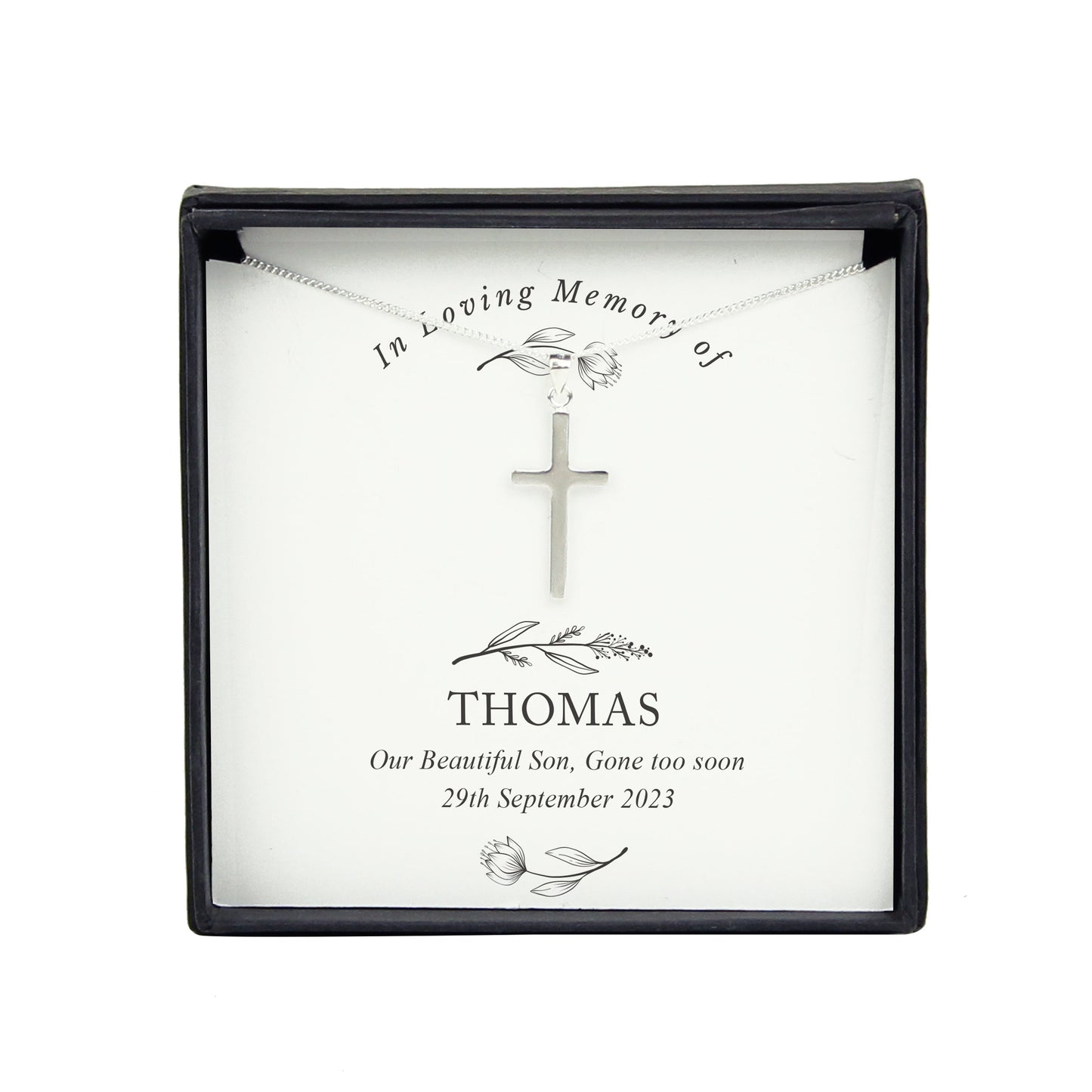 Personalised In Loving Memory Cross Sentiment Necklace and Box: 5 - Necklaces By Gift Moments