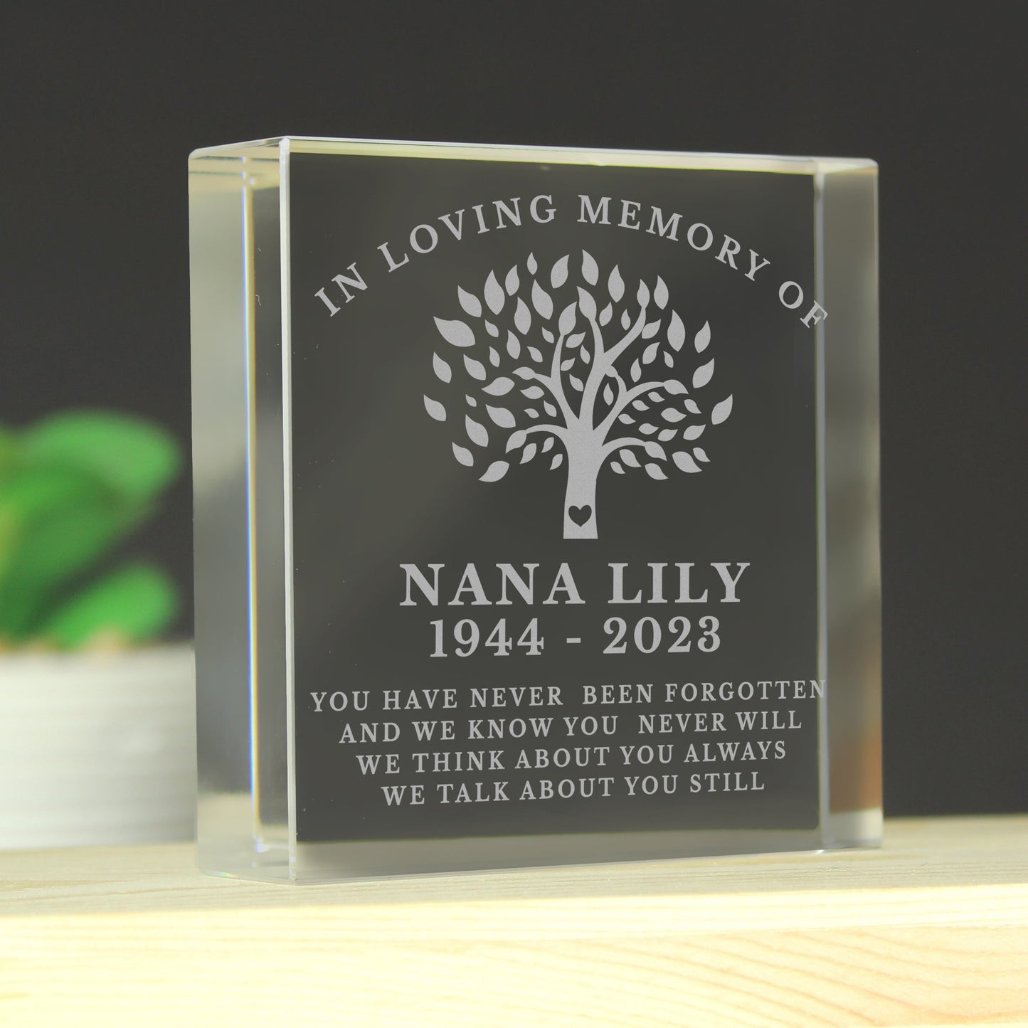 Personalised In Loving Memory Family Tree Crystal Token: 3 - Crystal Tokens By Gift Moments