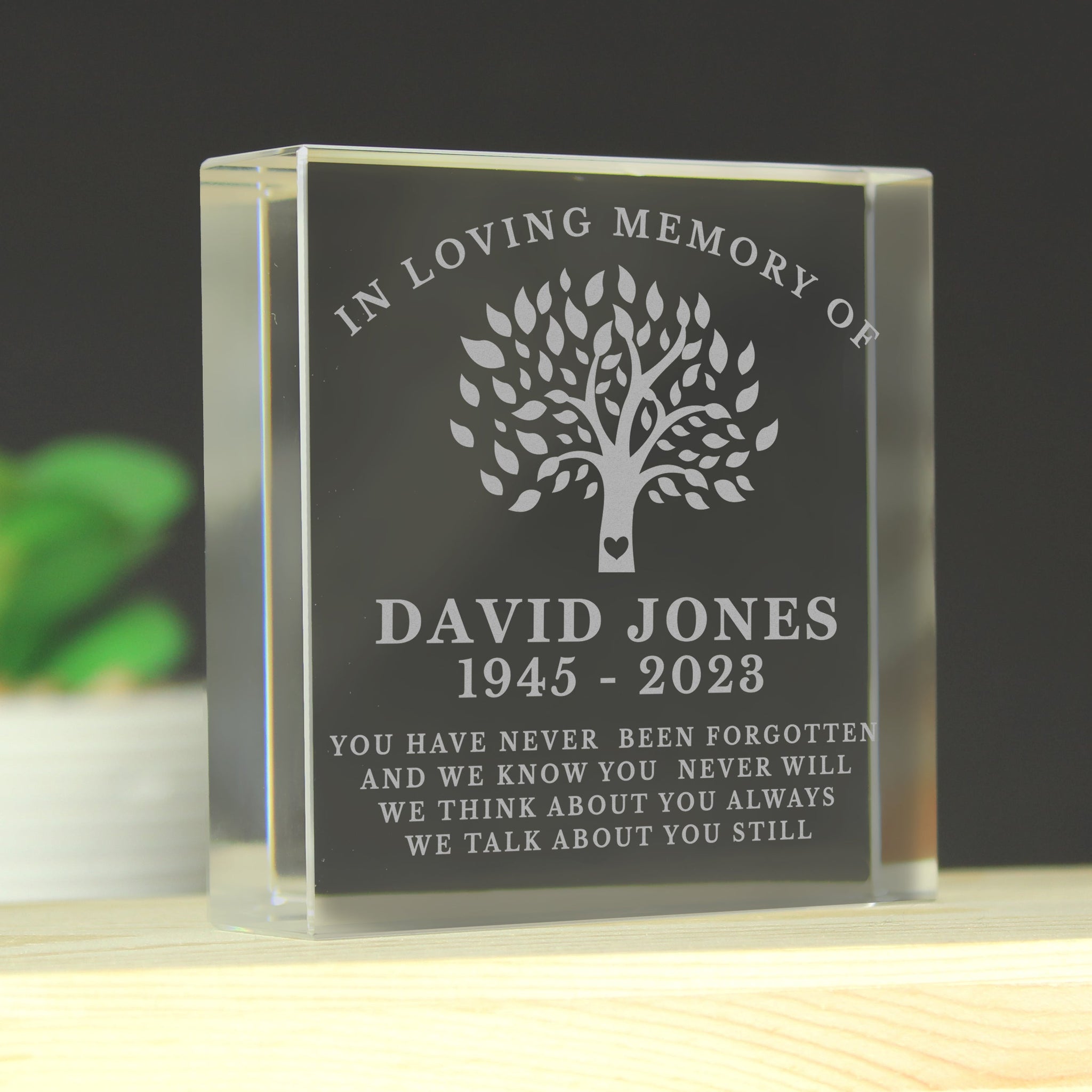 Personalised In Loving Memory Family Tree Crystal Token: 1 - Crystal Tokens By Gift Moments