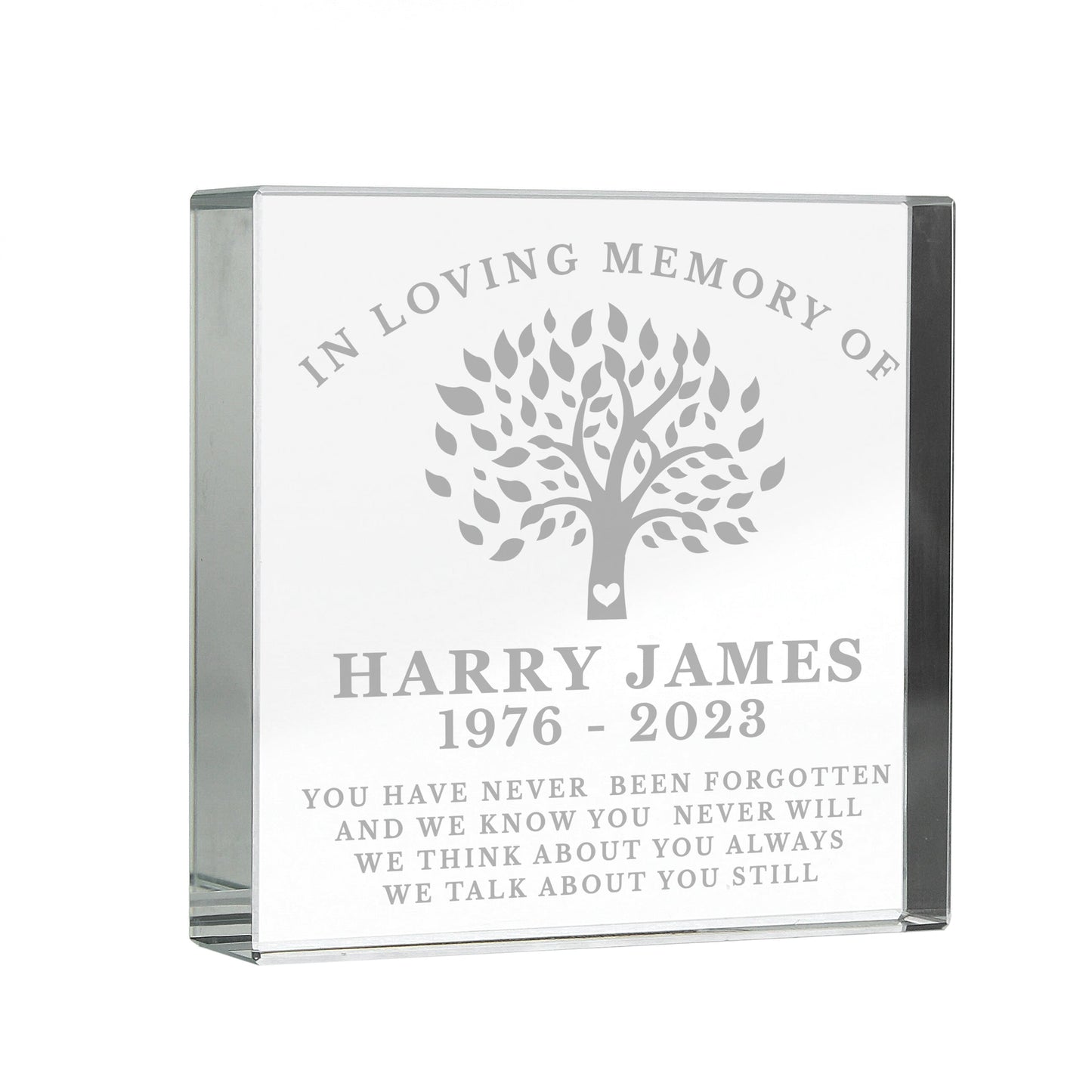 Personalised In Loving Memory Family Tree Crystal Token: 5 - Crystal Tokens By Gift Moments