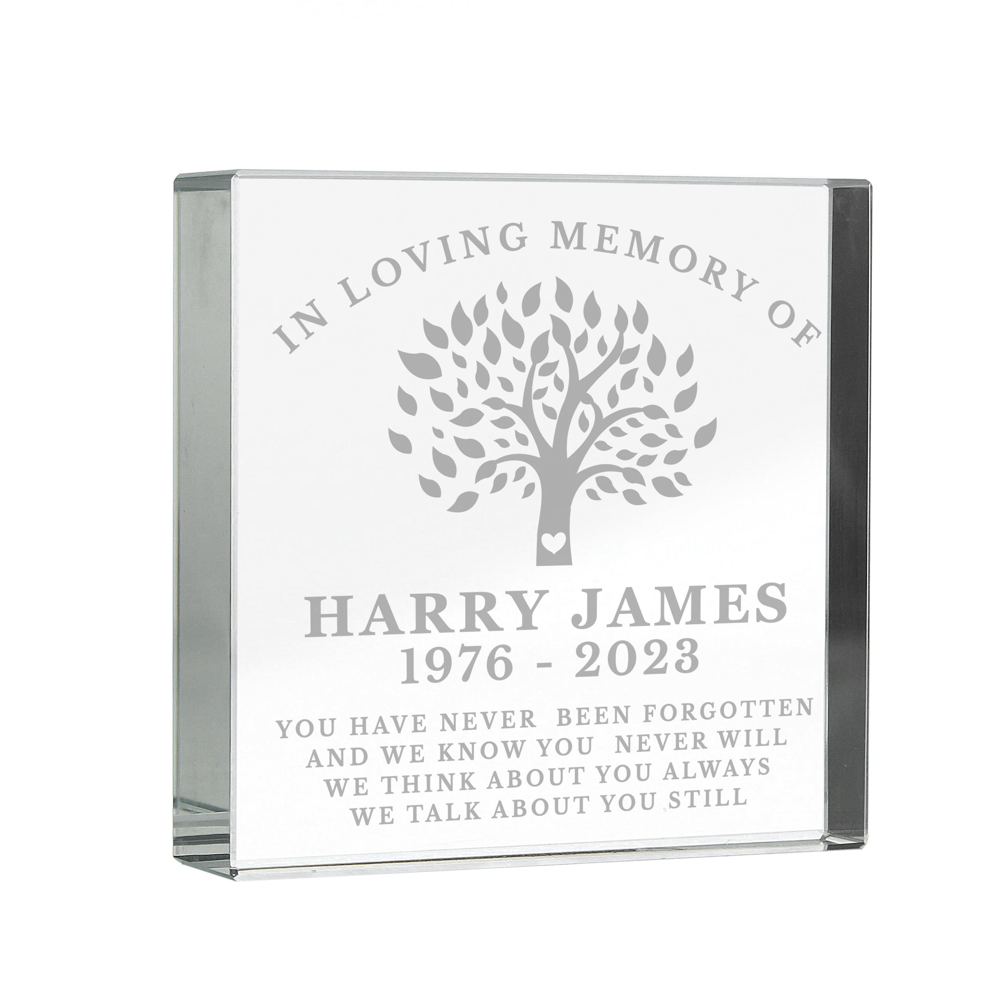 Personalised In Loving Memory Family Tree Crystal Token: 5 - Crystal Tokens By Gift Moments