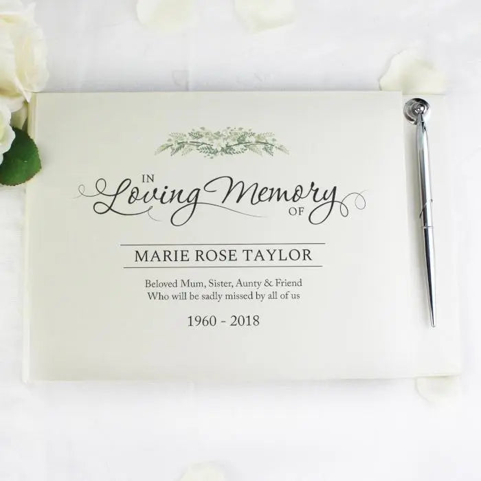 Personalised In Loving Memory Hardback Guest Book & Pen: 1 - Guest Books By Gift Moments