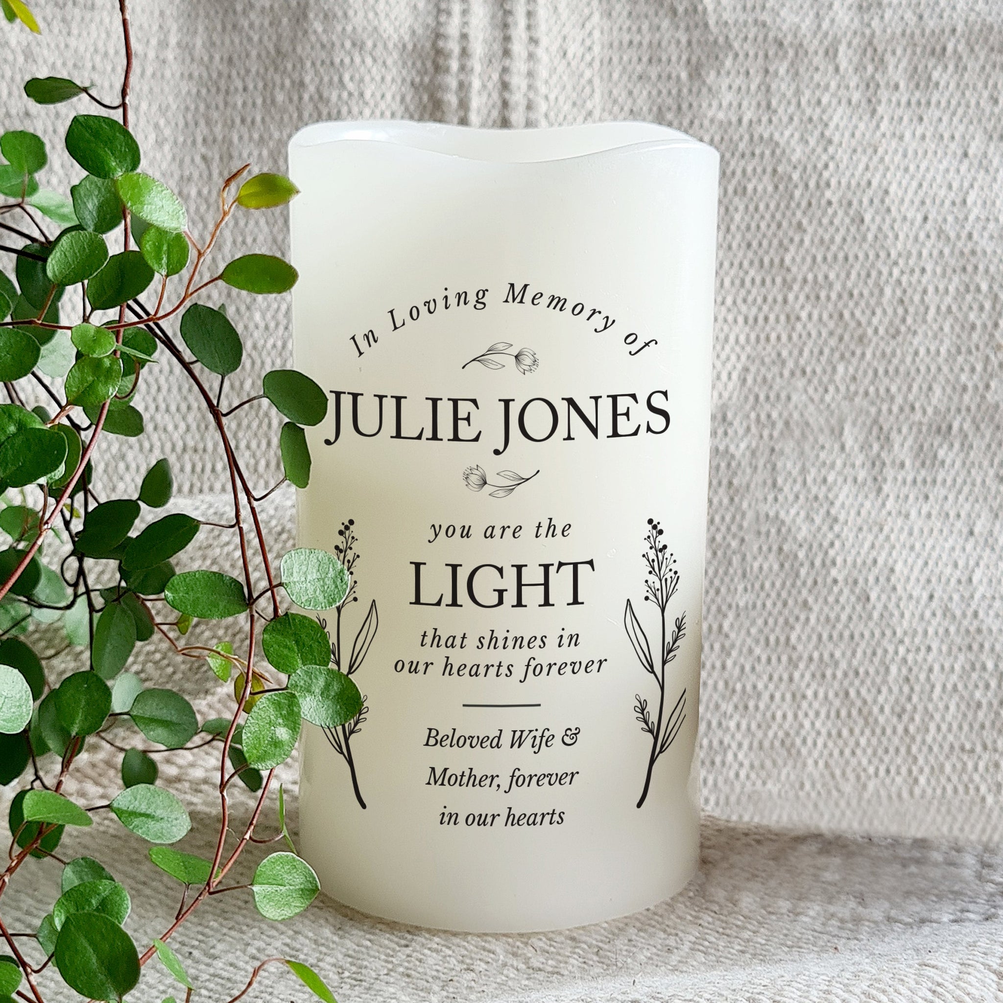 Personalised In Loving Memory LED Candle: 3 - LED Lighting By Gift Moments