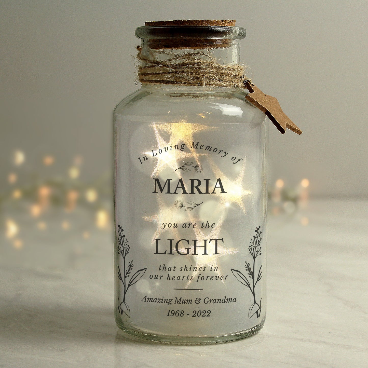 Personalised In Loving Memory LED Glass Jar: 5 - LED Lighting By Gift Moments