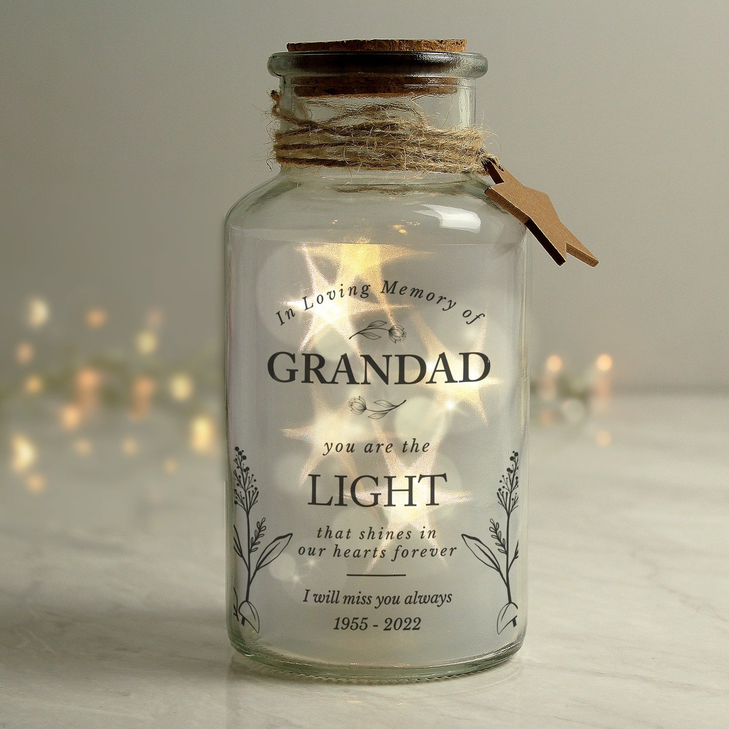 Personalised In Loving Memory LED Glass Jar: 2 - LED Lighting By Gift Moments
