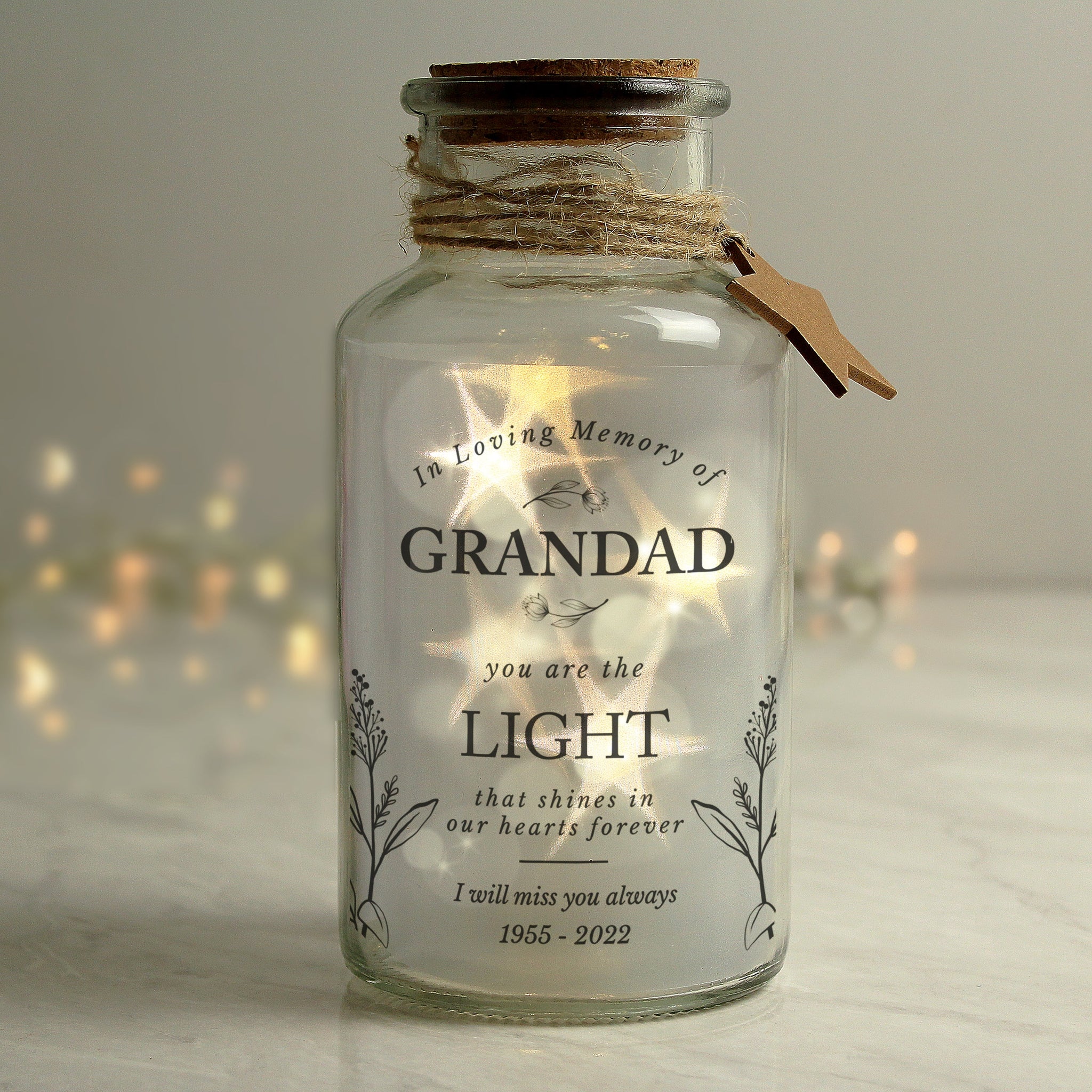 Personalised In Loving Memory LED Glass Jar: 2 - LED Lighting By Gift Moments