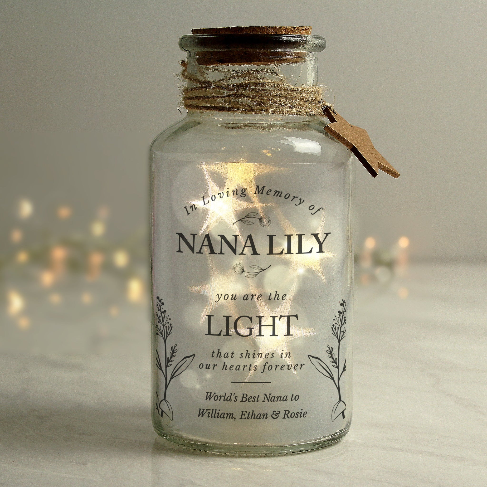 Personalised In Loving Memory LED Glass Jar: 4 - LED Lighting By Gift Moments