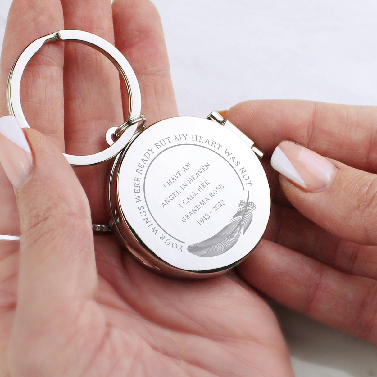 Personalised In Loving Memory Round Photo Keyring: 7 - Keyrings By Gift Moments