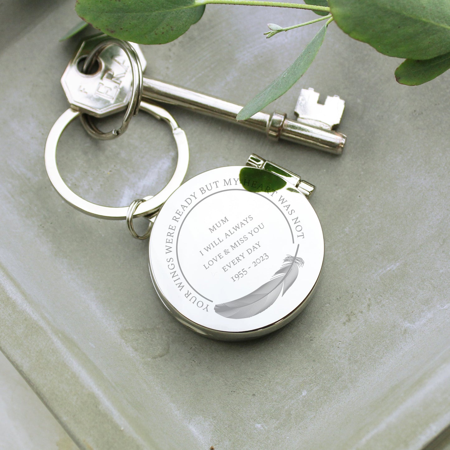 Personalised In Loving Memory Round Photo Keyring: 2 - Keyrings By Gift Moments