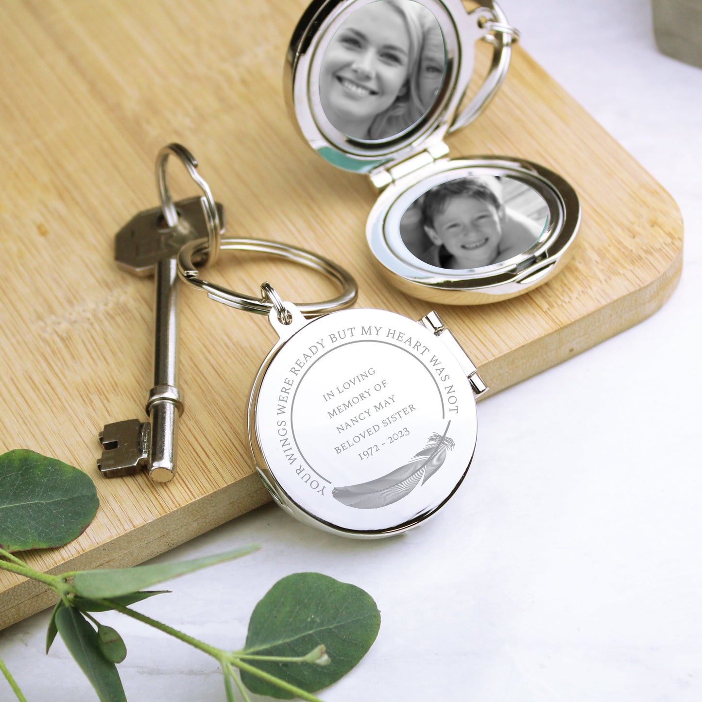 Personalised In Loving Memory Round Photo Keyring: 4 - Keyrings By Gift Moments