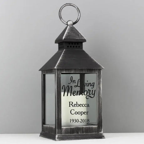 Personalised In Loving Memory Rustic Black Lantern: 4 - LED Lighting By Gift Moments
