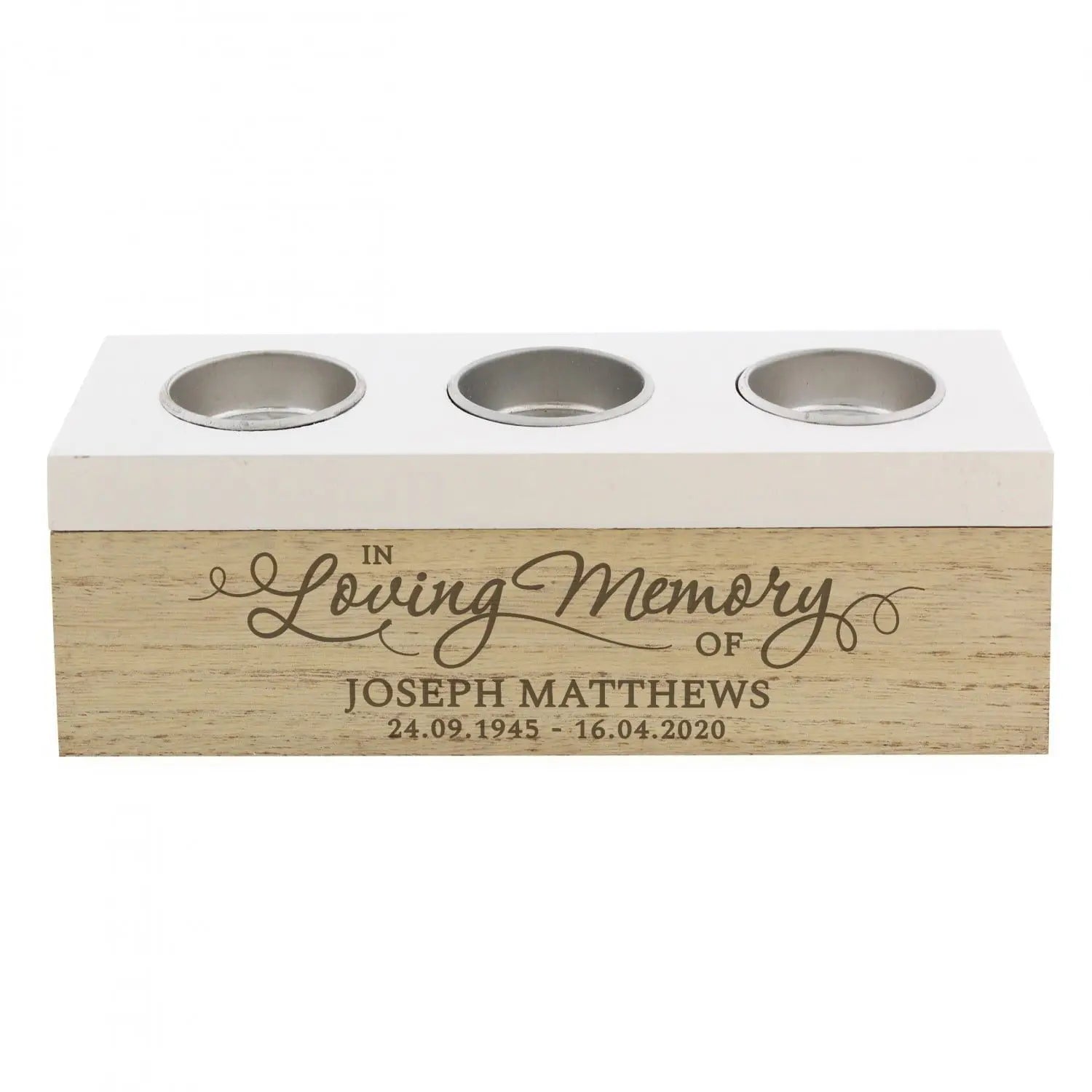 Personalised In Loving Memory Triple Tea Light Box: 5 - Candle Holders By Gift Moments
