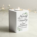 Personalised In Loving Memory White Wooden Tea light Holder: 2 - Candle Holders By Gift Moments