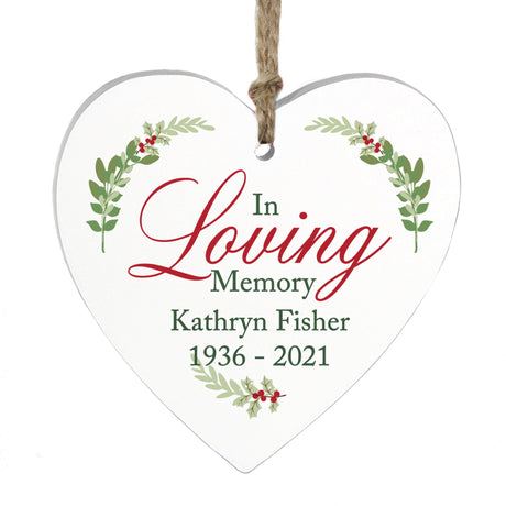 Personalised In Loving Memory Wooden Heart Decoration: 4 - Christmas Decorations By Gift Moments