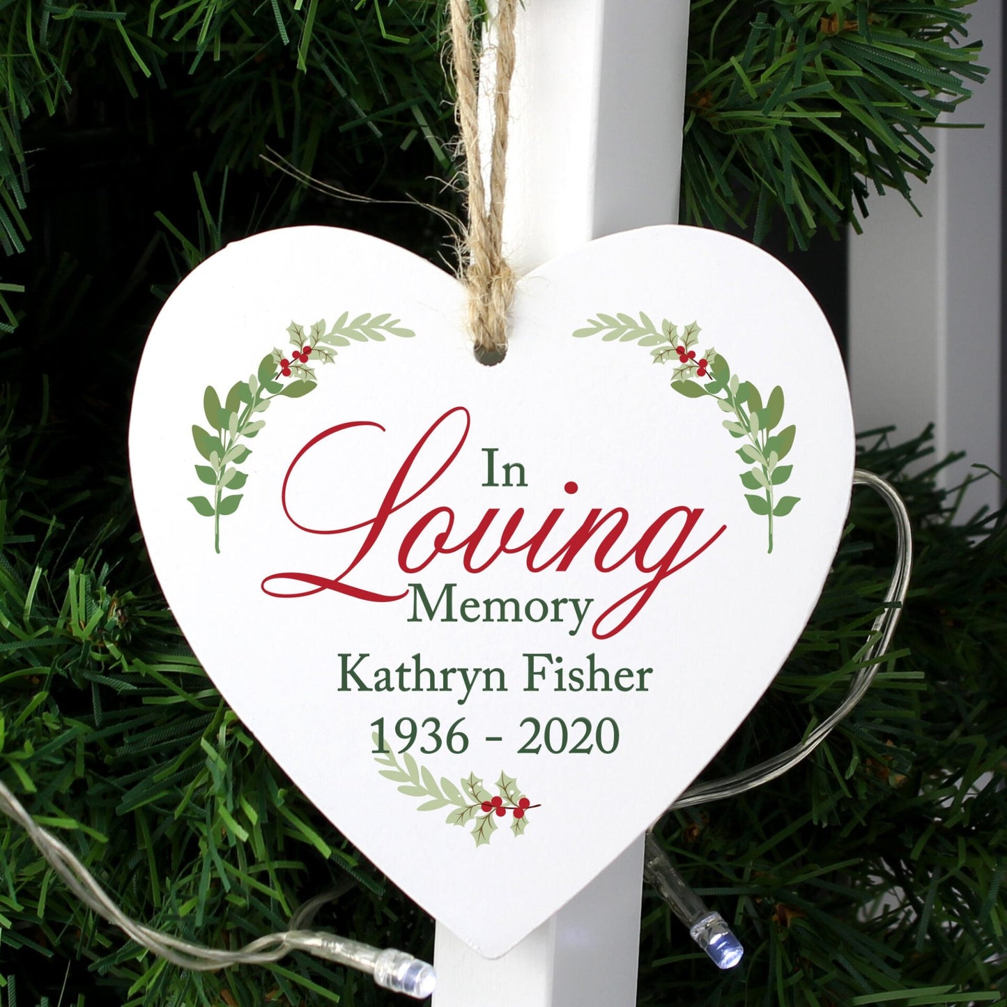 Personalised In Loving Memory Wooden Heart Decoration: 1 - Christmas Decorations By Gift Moments
