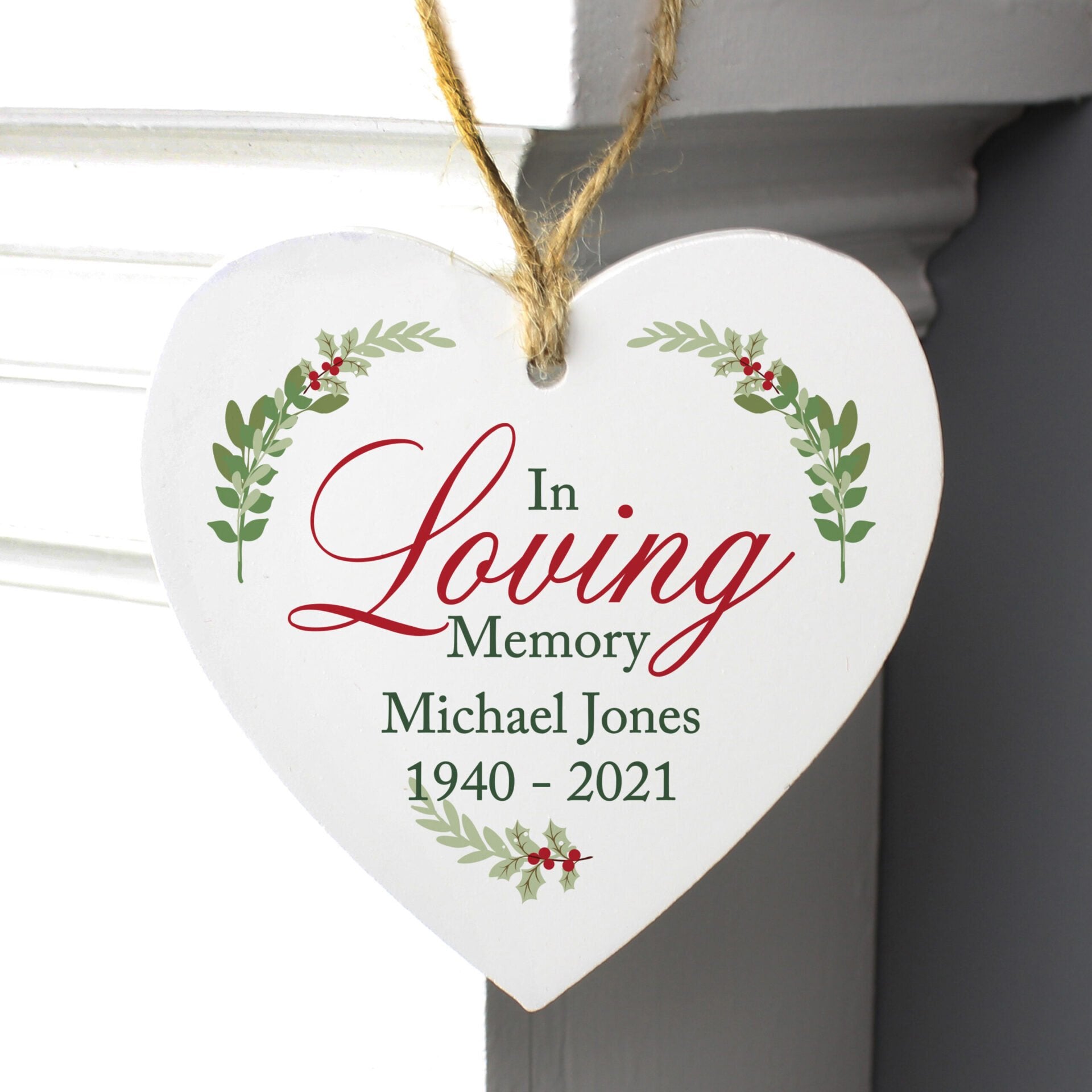 Personalised In Loving Memory Wooden Heart Decoration: 3 - Christmas Decorations By Gift Moments