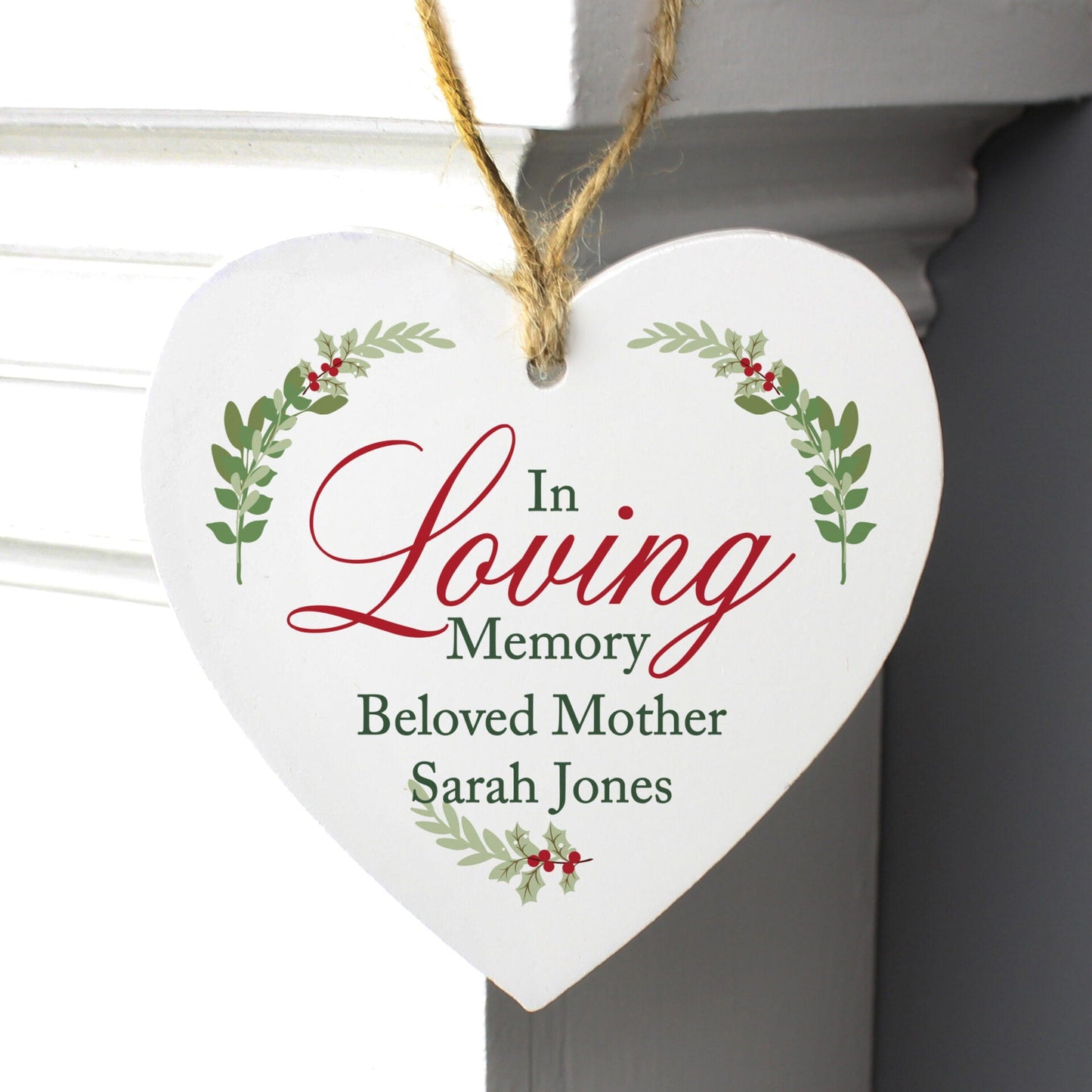 Personalised In Loving Memory Wooden Heart Decoration: 2 - Christmas Decorations By Gift Moments
