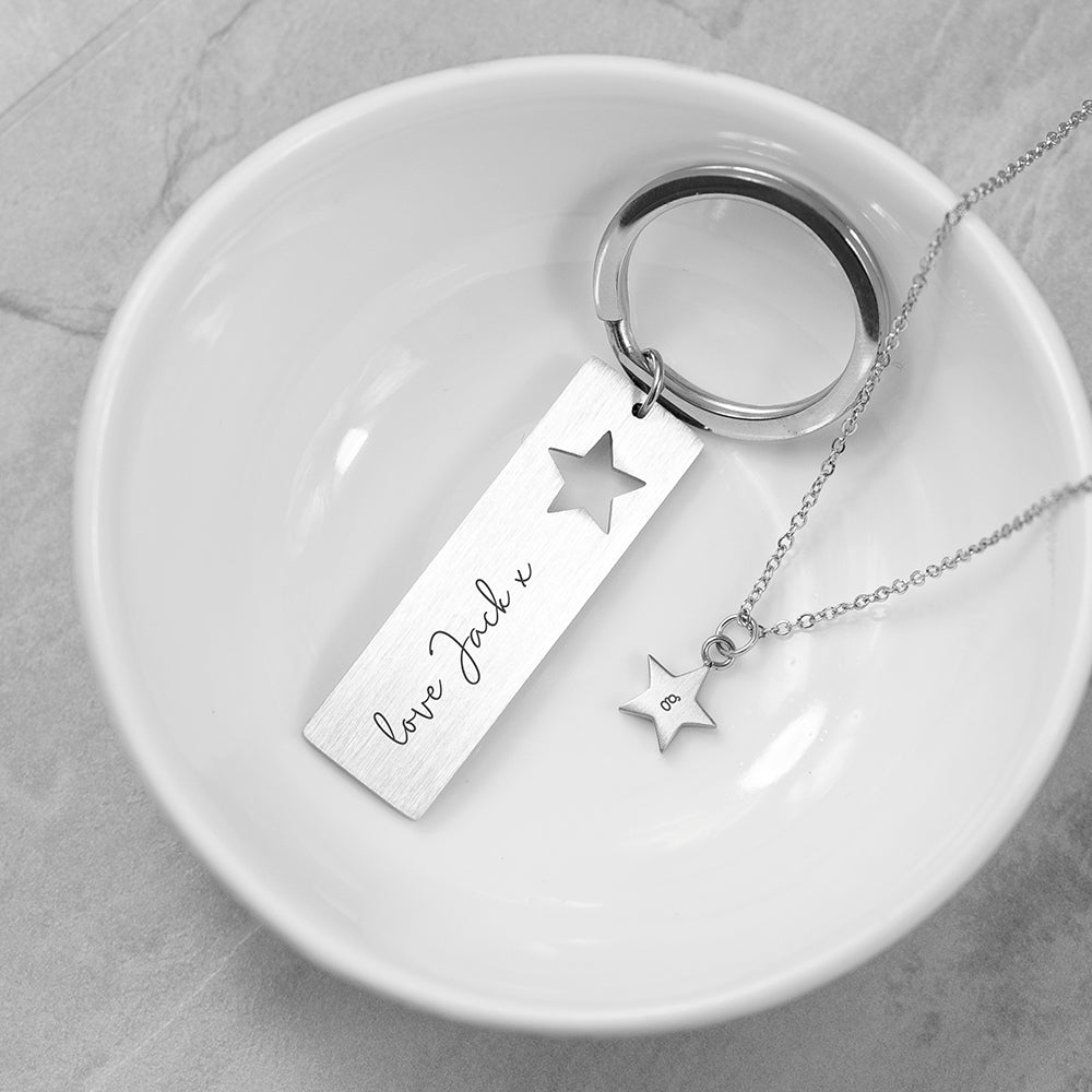 Personalised Lucky Star Necklace & Keyring Set: 3 - Necklaces By Gift Moments