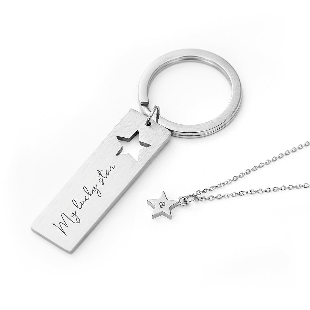 Personalised Lucky Star Necklace & Keyring Set: 5 - Necklaces By Gift Moments