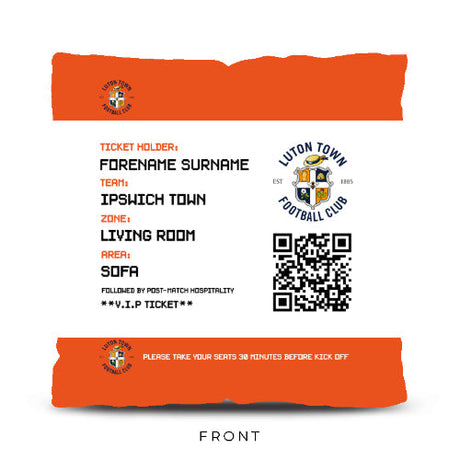 Personalised Luton Town Ticket 18’’ Cushion: 1 - Cushions By Luton Town