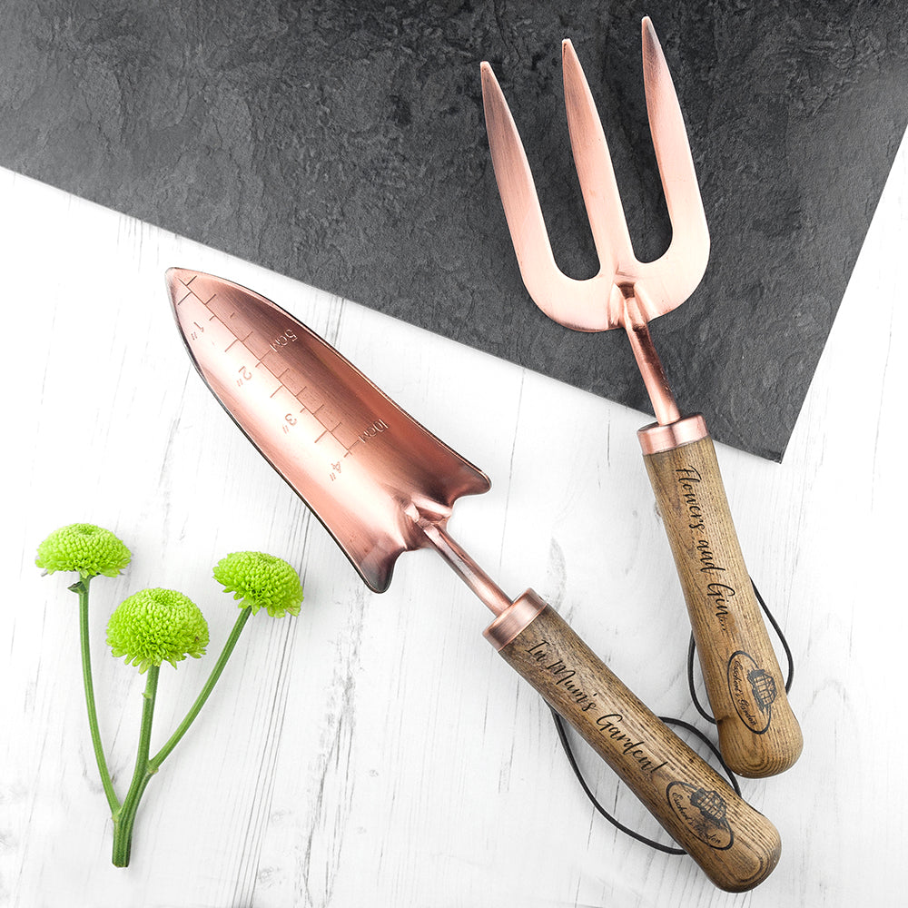 Personalised Luxe Copper Trowel and Fork Set: 4 - Tools & Storage By Gift Moments