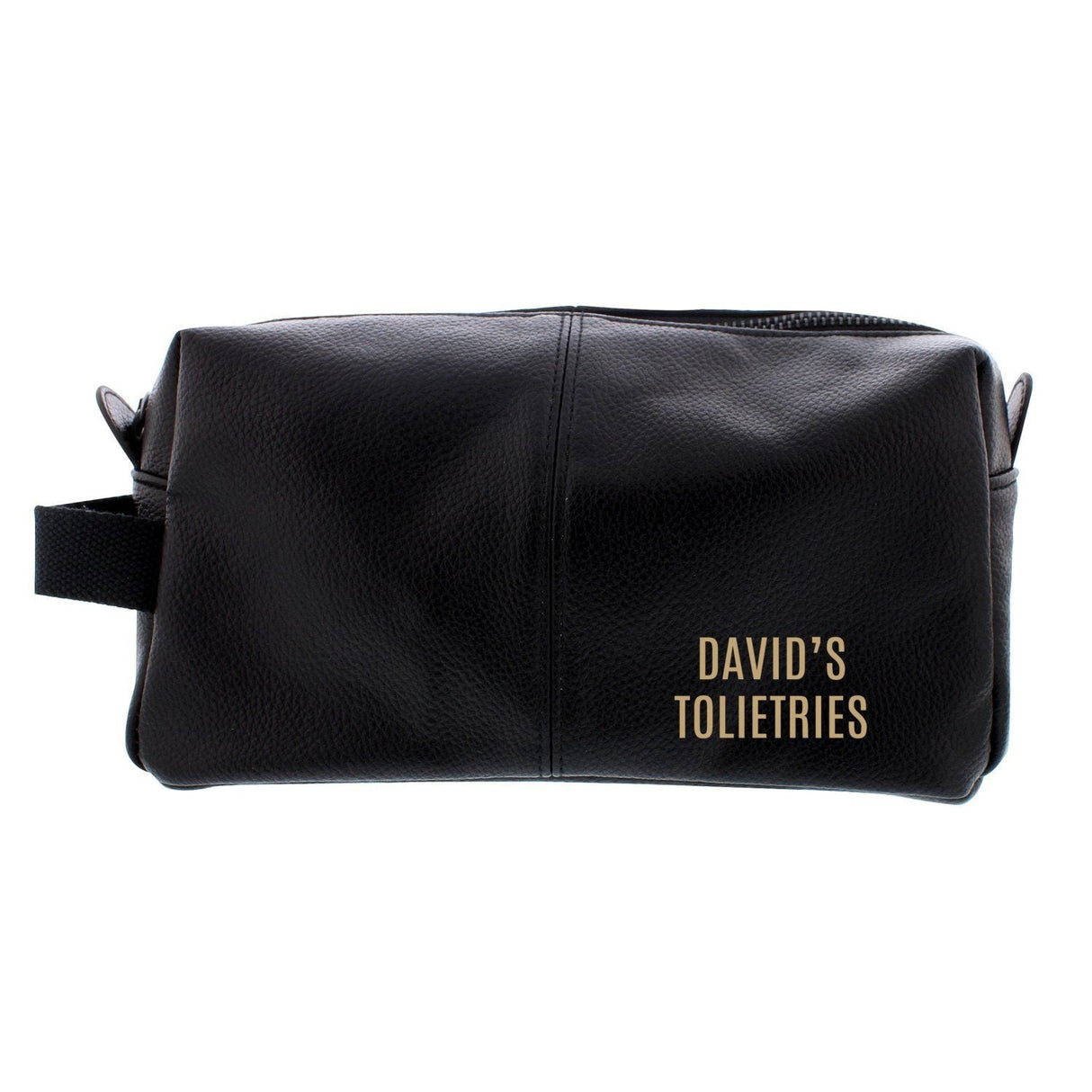 Personalised Luxury Black leatherette Wash Bag: 4 - Toiletry & Makeup Bags By Gift Moments
