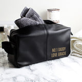 Personalised Luxury Black leatherette Wash Bag: 3 - Toiletry & Makeup Bags By Gift Moments