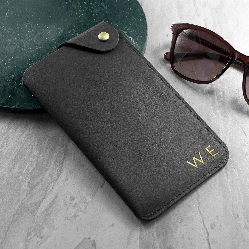 Personalised Luxury Leather Glasses Cases: 5 - Black - Glasses Cases By Gift Moments
