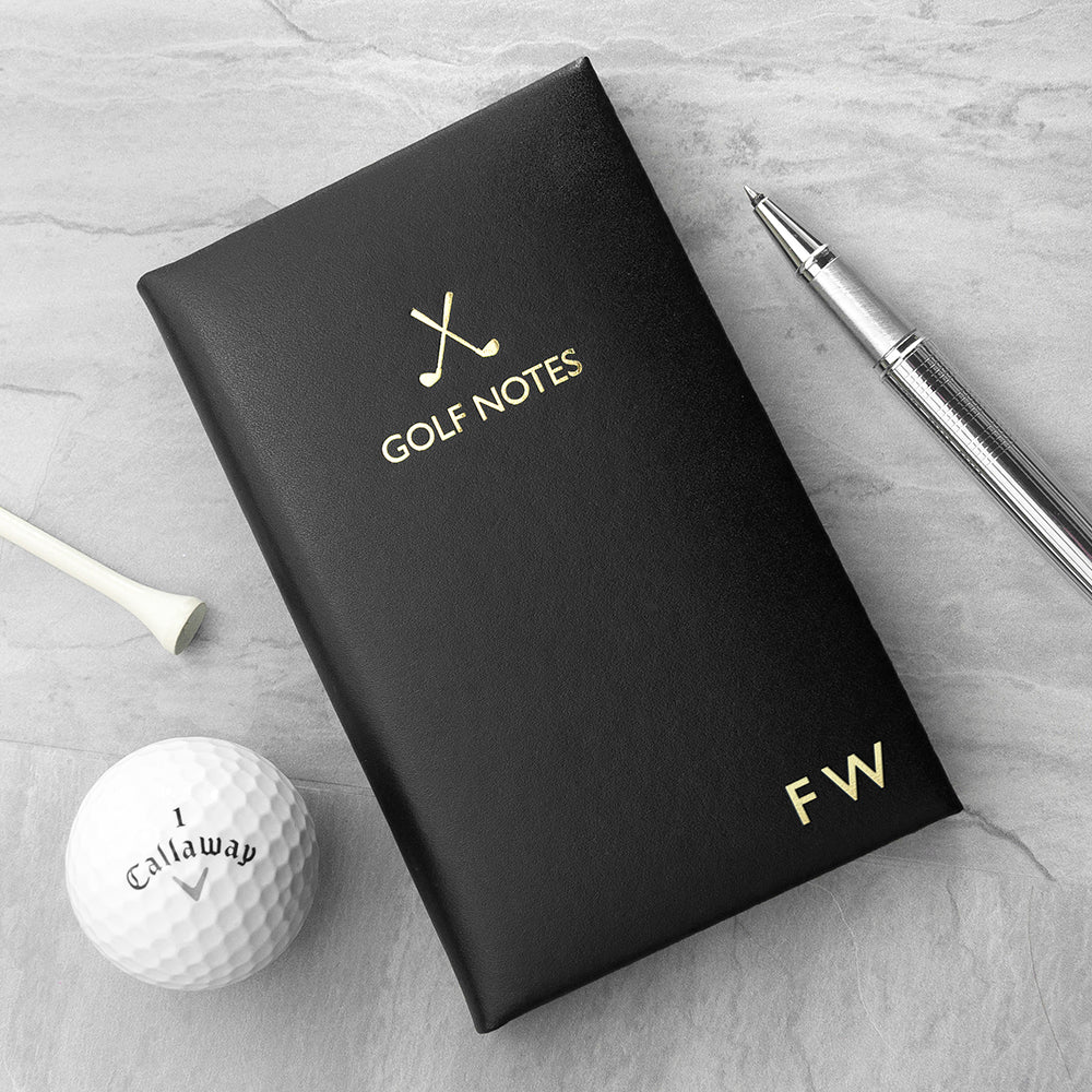 Personalised Luxury Leather Golf Notebooks: 1 - Black - Notebooks By Gift Moments