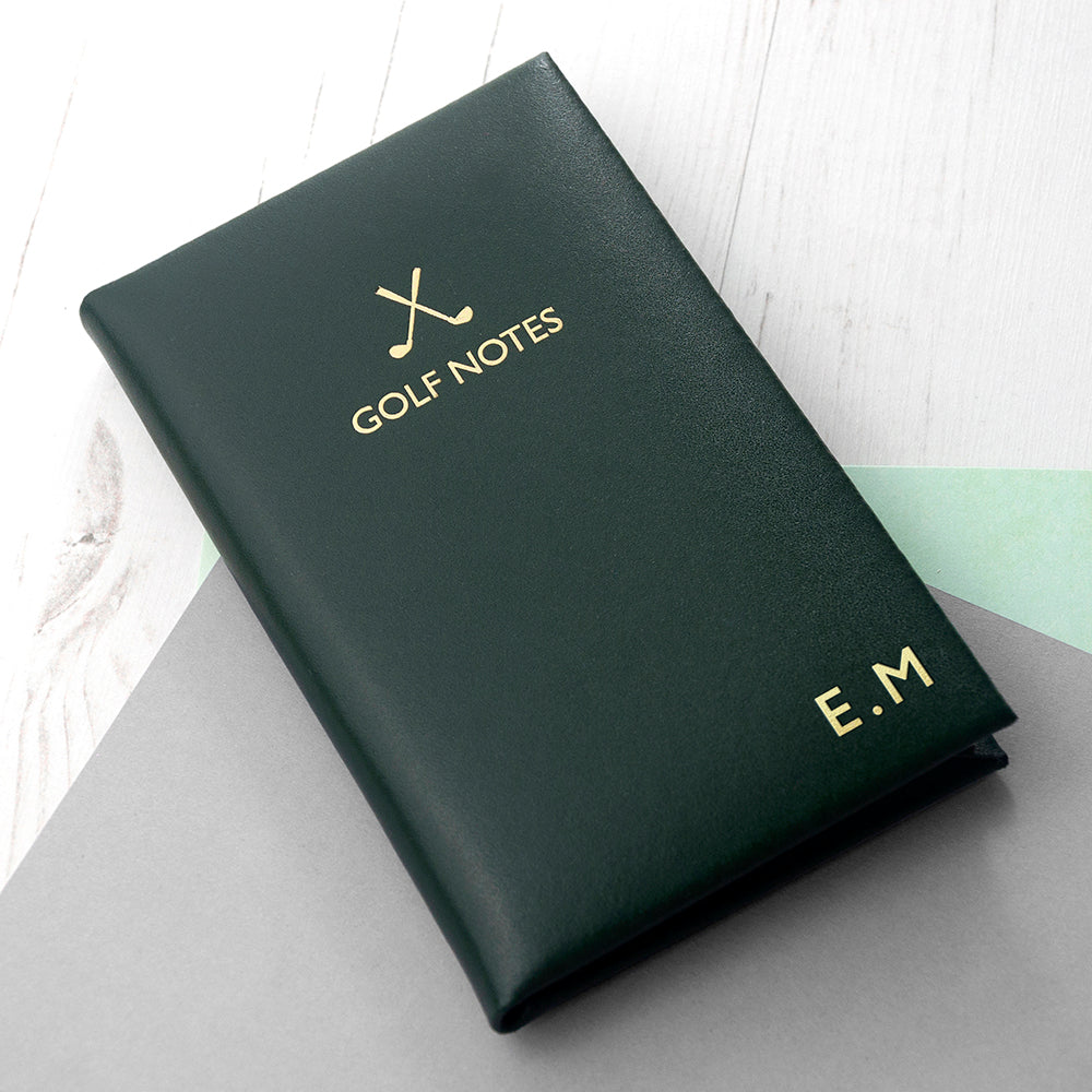 Personalised Luxury Leather Golf Notebooks: 7 - Green - Notebooks By Gift Moments