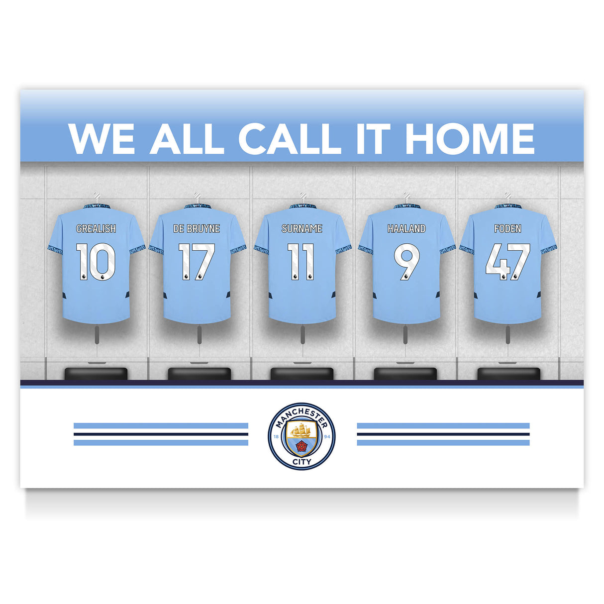 Personalised Manchester City FC Dressing Room Poster: 1 - Posters By Manchester City