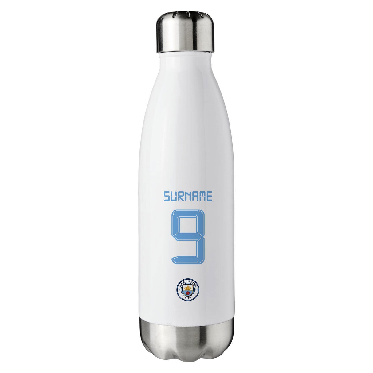 Personalised Manchester City FC Shirt Insulated Water Bottle: 1 - Water Bottles By Manchester City