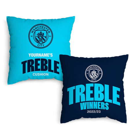 Personalised Manchester City Treble Winners 18’’ Name Cushion: 1 - Cushions By Manchester City