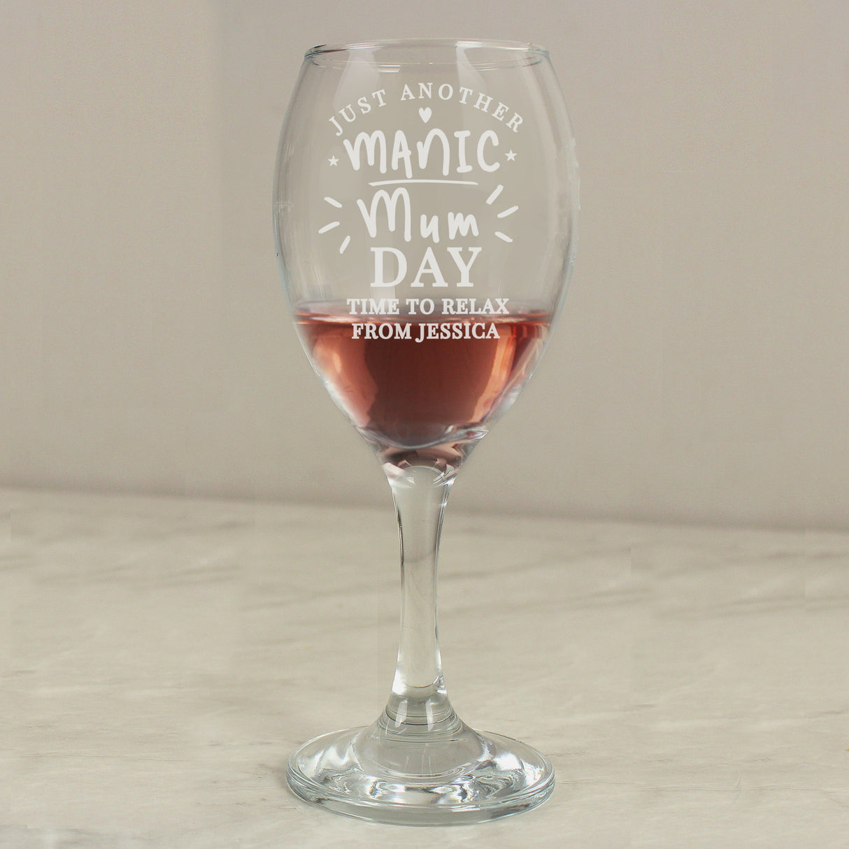 Personalised Manic Mum Day Wine Glass: 2 - Wine Glasses By Gift Moments