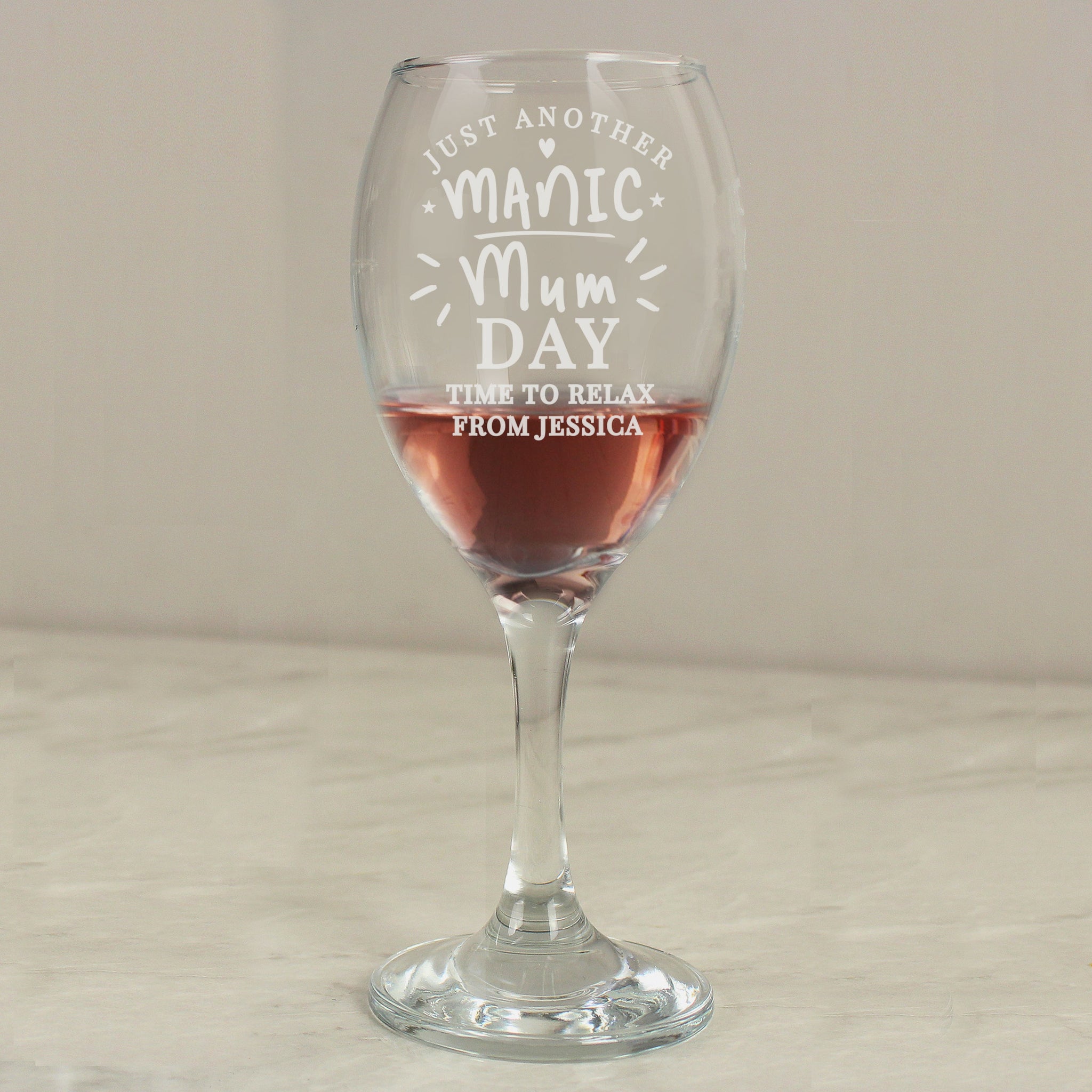 Personalised Manic Mum Day Wine Glass: 2 - Wine Glasses By Gift Moments