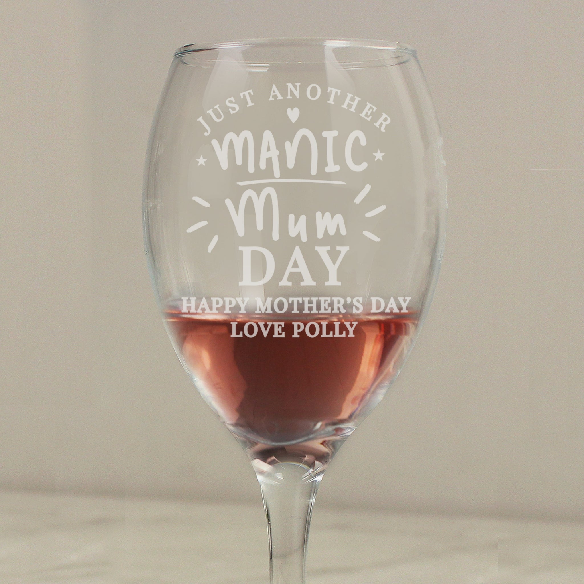 Personalised Manic Mum Day Wine Glass: 3 - Wine Glasses By Gift Moments