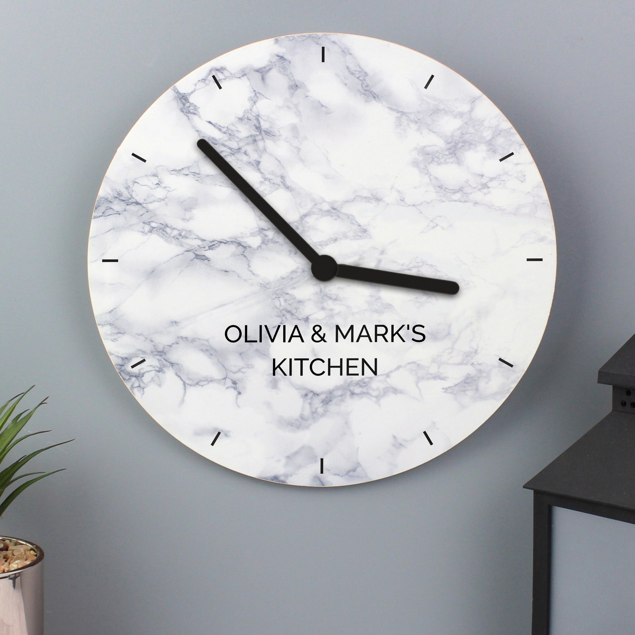 Personalised Marble Effect Wooden Clock: 2 - Clocks By Gift Moments