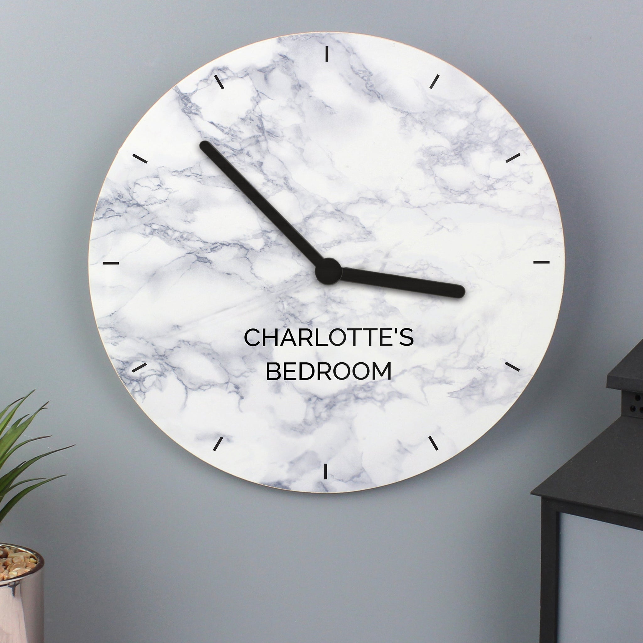 Personalised Marble Effect Wooden Clock: 3 - Clocks By Gift Moments