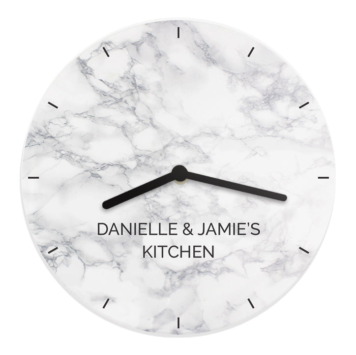 Personalised Marble Effect Wooden Clock: 5 - Clocks By Gift Moments