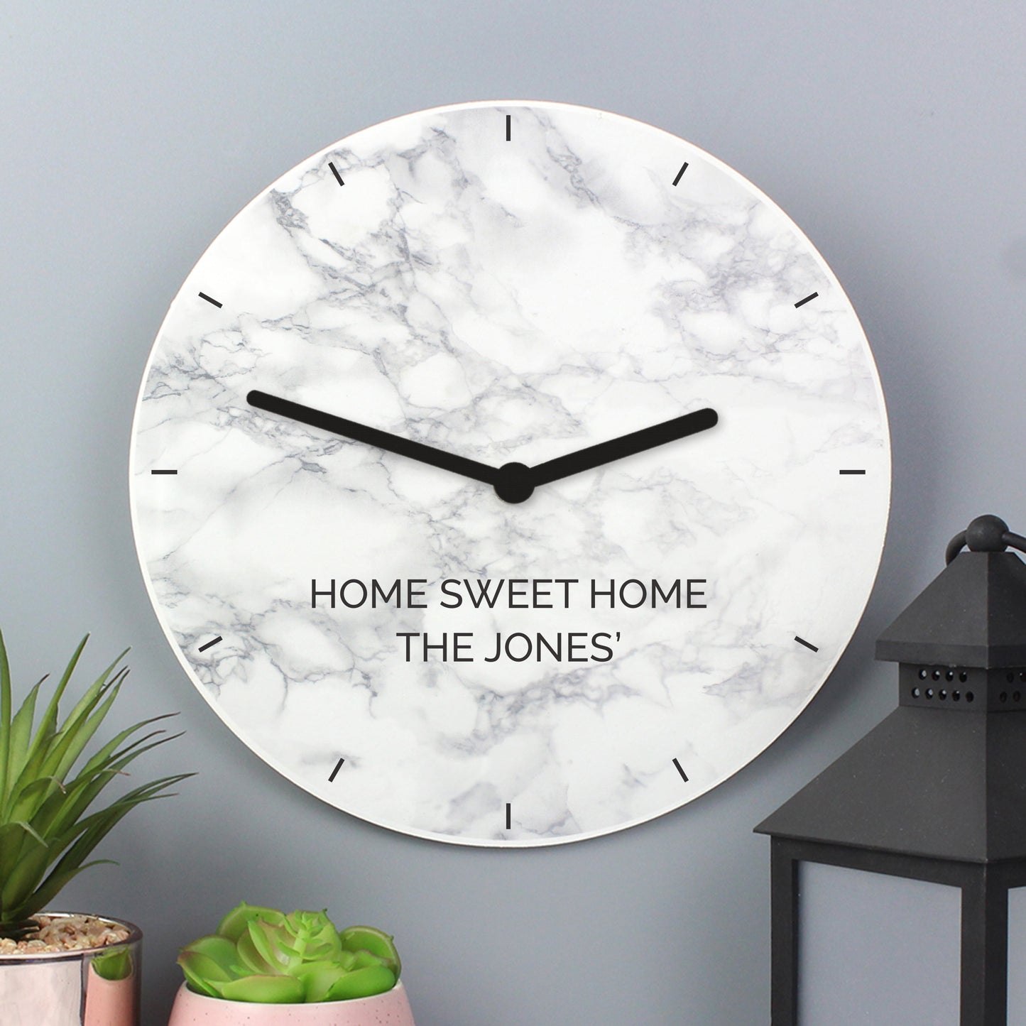Personalised Marble Effect Wooden Clock: 1 - Clocks By Gift Moments