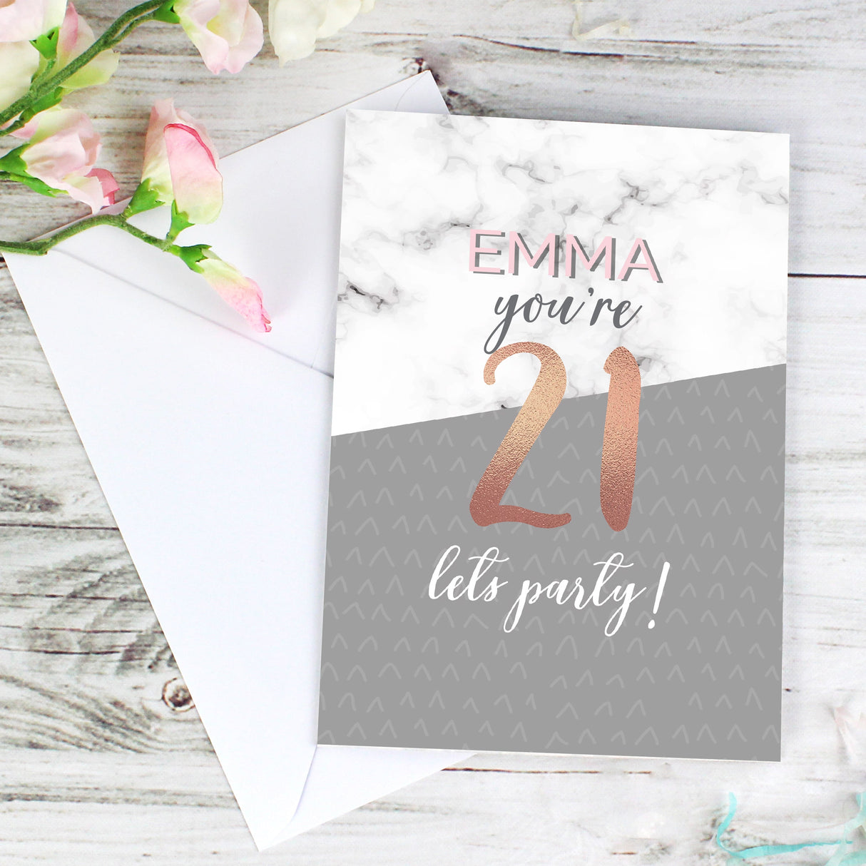 Personalised Marble and Rose Gold Birthday Card: 1 - Greeting Cards By Gift Moments