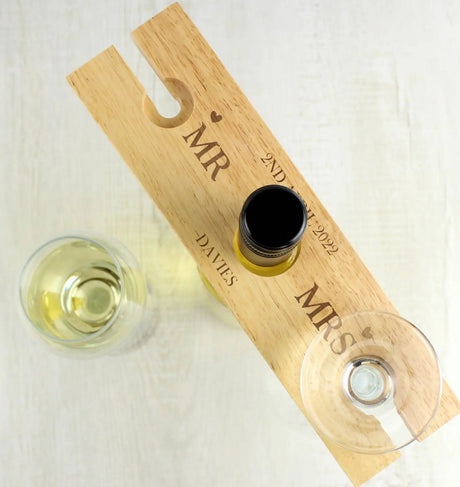 Personalised Married Couple Wine Glass & Bottle Holder: 2 - Barware By Gift Moments