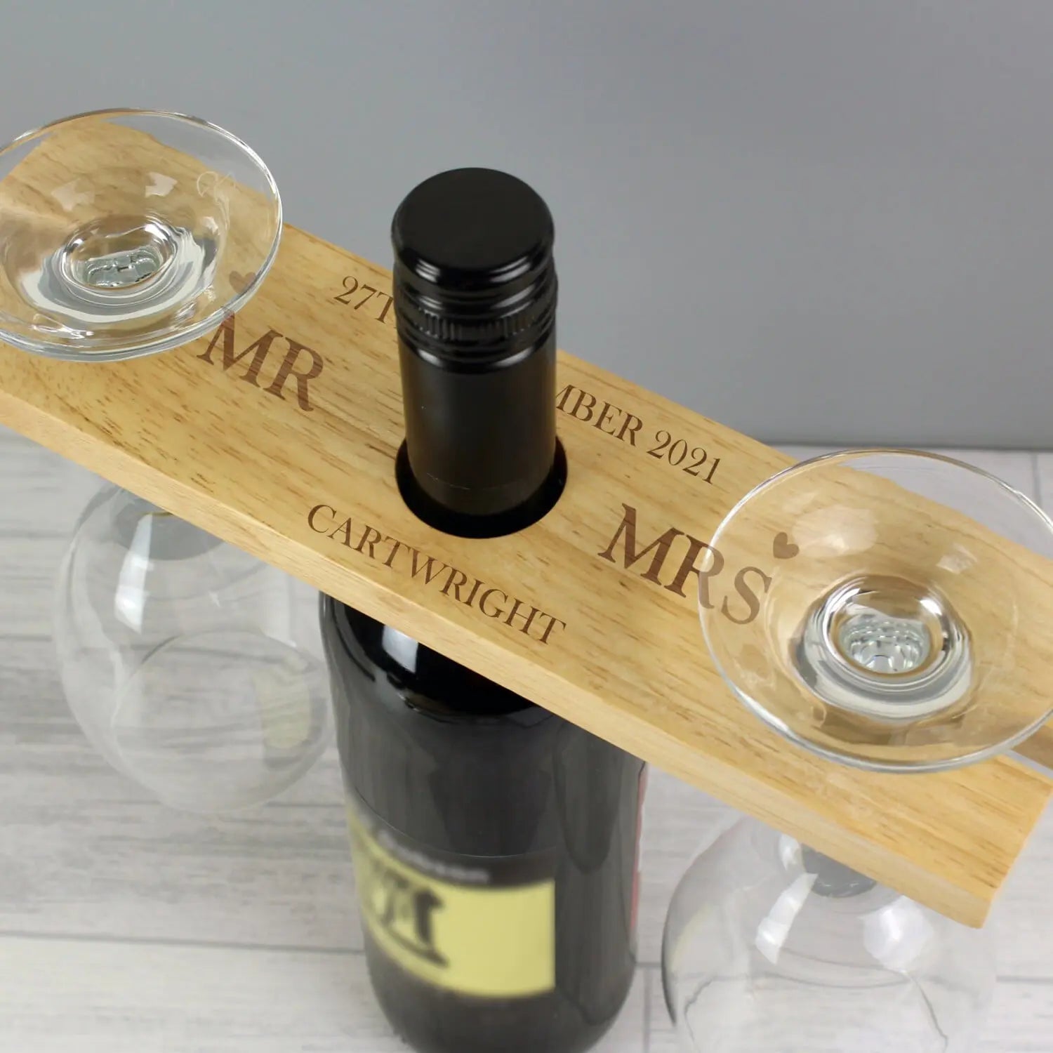 Personalised Married Couple Wine Glass & Bottle Holder: 1 - Barware By Gift Moments