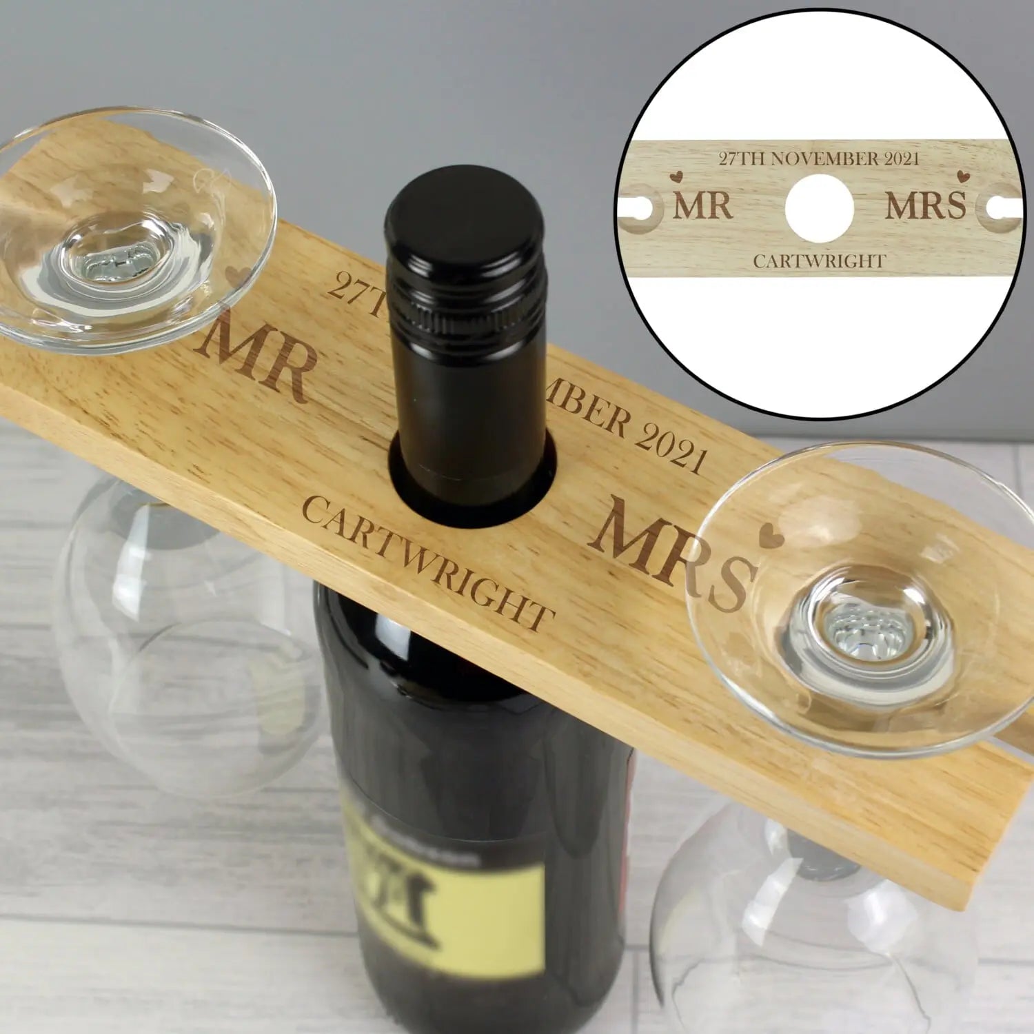 Personalised Married Couple Wine Glass & Bottle Holder - Shop Barware At Gift Moments - 4